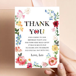 Kleine Wilde Bloem 1e Meisje Verjaardag Bedankt Ka Kaart