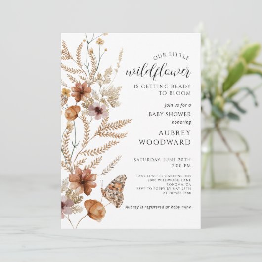 Kleine Wilde Bloem Baby Bloei Baby Shower Kaart (Staand voorkant)