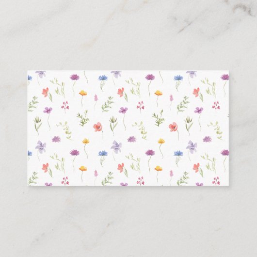 Kleine wilde bloem baby meisje douche luier loteri informatiekaartje (Achterkant)