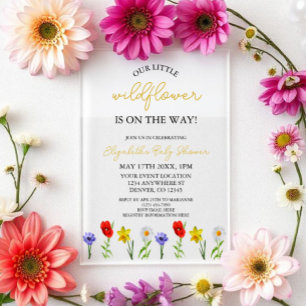 Kleine Wilde Bloem Baby Shower Acryl Uitnodigingen