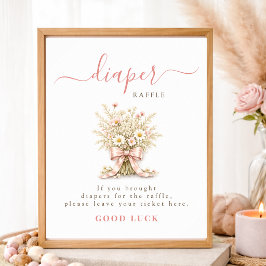 Kleine Wilde Bloem Baby Shower Luier Raffle Bord Poster