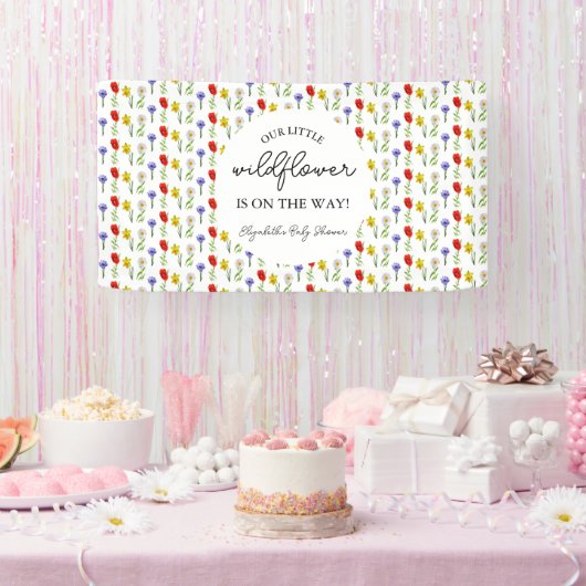Kleine Wilde Bloem Baby Shower Spandoek (Feest)