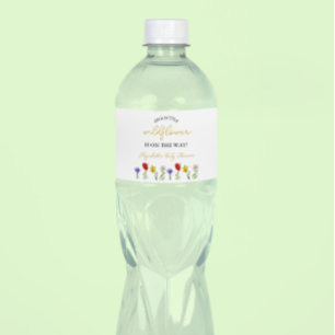 Kleine Wilde Bloem Baby Shower Waterfles Etiket