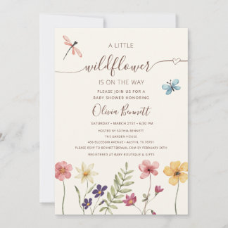 Kleine Wilde Bloem Baby Shower Waterverf Tuin Kaart