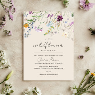 Kleine Wilde Bloem Beige Bloemige Baby Shower Kaart