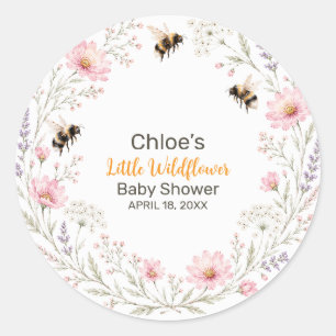 Kleine Wilde Bloem Bij Baby Shower Ronde Sticker