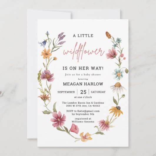 Kleine Wilde Bloem Bloemen Baby Shower Kaart (Voorkant)