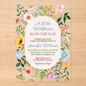 Kleine wilde bloem, bloemig kleurrijk baby shower acryl uitnodigingen (Voorkant)
