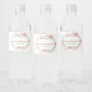 Kleine Wilde Bloem Boho Baby Shower Waterfles Etiket