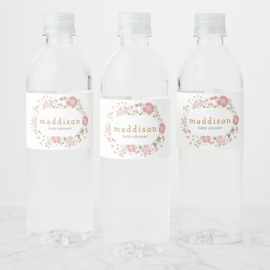 Kleine Wilde Bloem Boho Baby Shower Waterfles Etiket (Flessen)