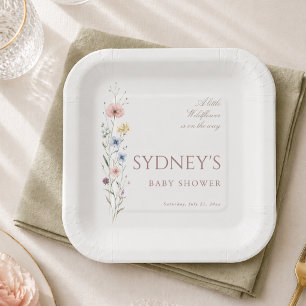 Kleine Wilde Bloem Botanische Neutrale Babyborrel Papieren Bordje