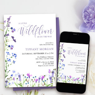 Kleine Wilde Bloem Elegante Paarse Babyborrel Kaart