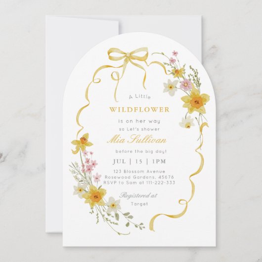 Kleine wilde bloem geel Spring Bow Baby shower Kaart (Voorkant)