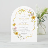 Kleine wilde bloem geel Spring Bow Baby shower Kaart (Staand voorkant)