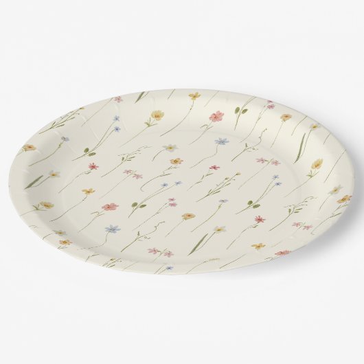 Kleine wilde bloem geel Spring Bow Baby shower Papieren Bordje (Gekanteld)