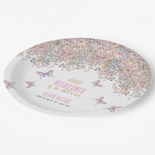 Kleine wilde bloem is in bloei baby shower #2 papieren bordje (Gekanteld)