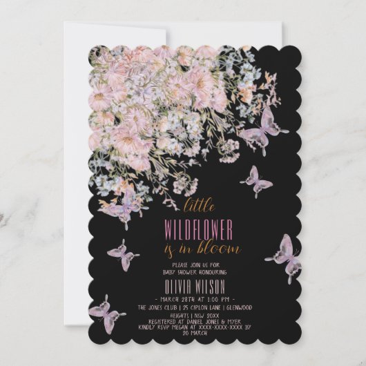 Kleine wilde bloem is in bloei baby shower#3 kaart (Voorkant)