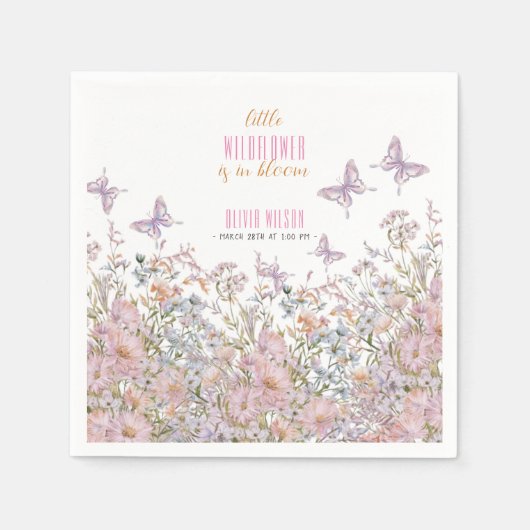 Kleine wilde bloem is in bloei baby shower #3 servet (Voorkant)