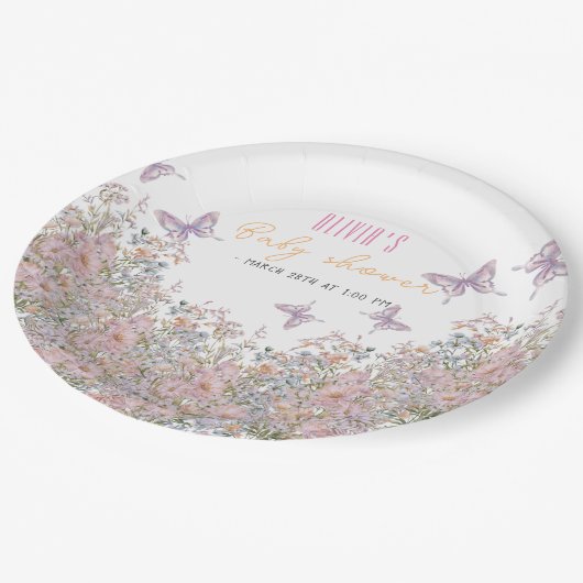 Kleine wilde bloem is in bloei baby shower #4 papieren bordje (Gekanteld)