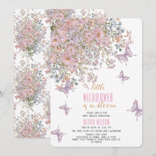 Kleine wilde bloem is in bloei baby shower kaart (Voorkant / Achterkant)