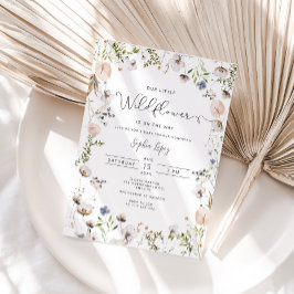 Kleine wilde bloem is onderweg naar baby shower kaart