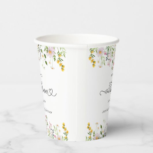 Kleine wilde bloem is onderweg naar baby shower papieren bekers (Rechts)