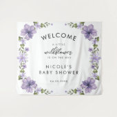 Kleine Wilde Bloem Is Op Weg Baby Shower  Wandkleed (Voorkant (horizontaal))