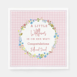 Kleine wilde bloem is op weg naar Baby shower Servet