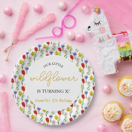 Kleine wilde bloem Kinderen Birthday Papieren Bordje (Feest)