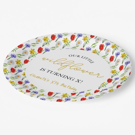 Kleine wilde bloem Kinderen Birthday Papieren Bordje (Gekanteld)