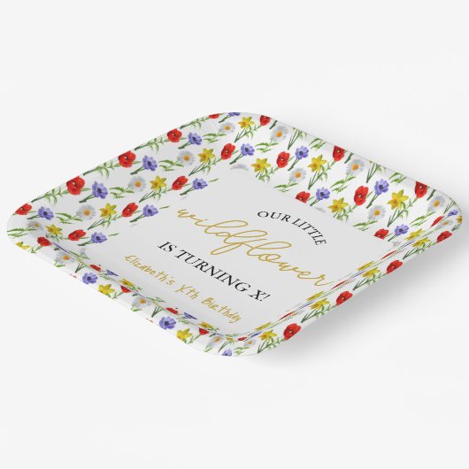 Kleine wilde bloem Kinderen Birthday Papieren Bordje (Gebogen)