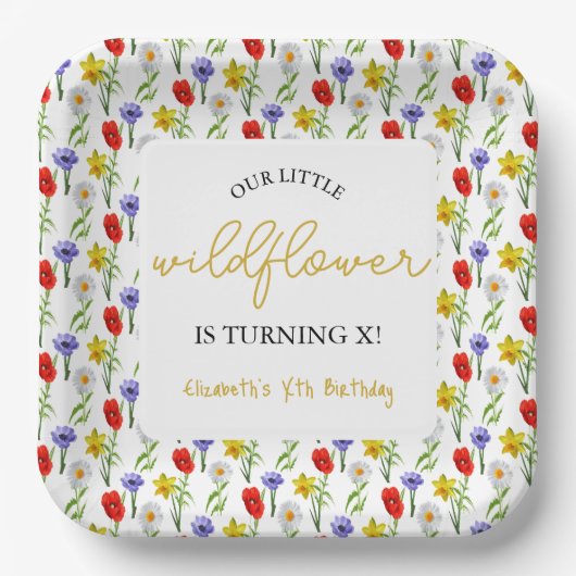 Kleine wilde bloem Kinderen Birthday Papieren Bordje (Voorkant)