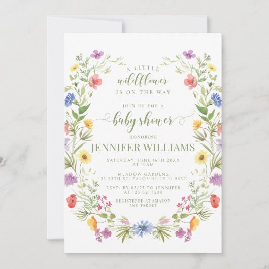 Kleine wilde bloem kleurrijke bloem baby meisje do kaart (Voorkant)