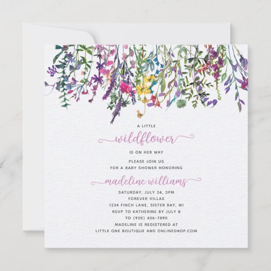 Kleine Wilde Bloem Op Weg Baby Shower Kaart (Voorkant)