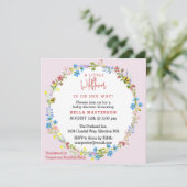 Kleine Wilde Bloem Op Weg Baby Shower (Vierkant) Kaart (Staand voorkant)