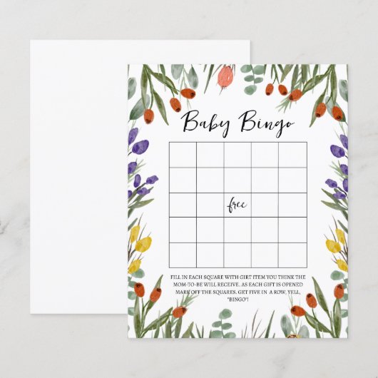 Kleine wilde bloem op weg naar Herfst Baby Bingo (Voorkant / Achterkant)