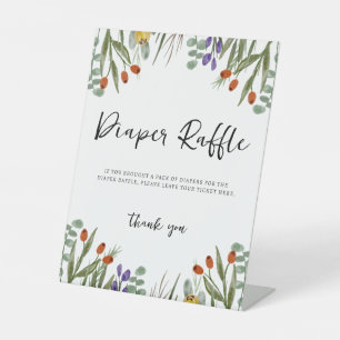 Kleine wilde bloem op weg naar Herfst Diaper Raffl Reclamebord Met Voetstuk