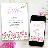 Kleine wilde bloem op weg naar roze Baby shower Kaart