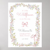 Kleine wilde bloem roze Bow Baby shower Welkom Poster (Voorkant)