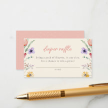 Kleine wilde bloemen Baby shower Diaplule Raffle