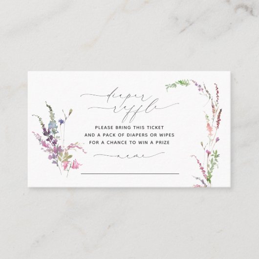 Kleine wilde bloemen Baby shower Diaplule Raffle Visitekaartje (Voorkant)