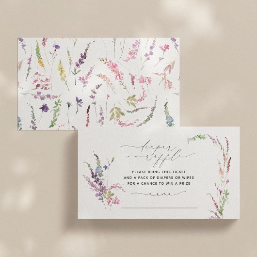 Kleine wilde bloemen Baby shower Diaplule Raffle Visitekaartje