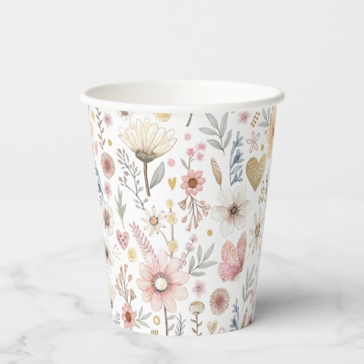 Kleine wilde bloemen Baby shower Papieren Bekers (Achterkant)