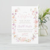 Kleine wilde bloemen Baby shower Roze Paars Kaart (Staand voorkant)