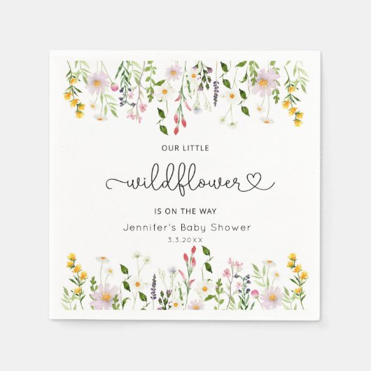 Kleine wilde bloemen zijn onderweg naar het baby s servet (Voorkant)