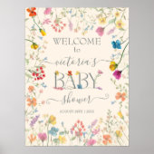 Kleine wilde bloementuin Baby Welkomstbord Poster (Voorkant)