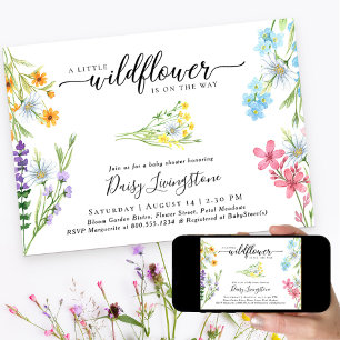 Kleine Wilde Bloemenweide Aquarel Baby Shower Kaart