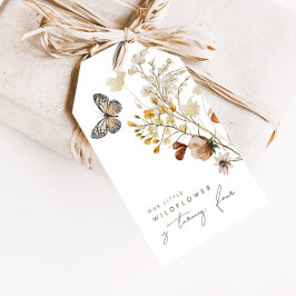 Kleine wilde bloemvlinderbloemenmeiden cadeaulabel