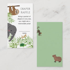 Kleine Wilde Eén Baby Shower Schattige Jungle Dier Informatiekaartje