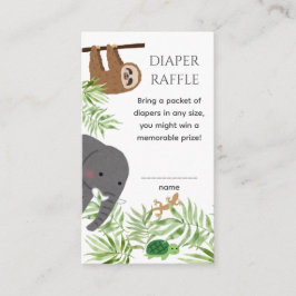 Kleine Wilde Eén Baby Shower Schattige Jungle Dier Informatiekaartje